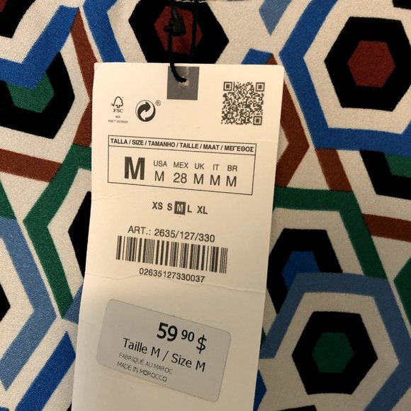 Zara Retro Geometric Print Mini Dress Size M - Picture 6 of 6